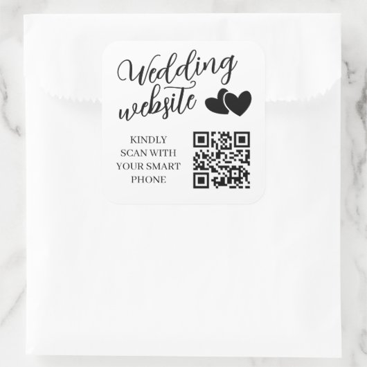 Two Hearts Wedding Website QR Code スクエアシール (バッグ)