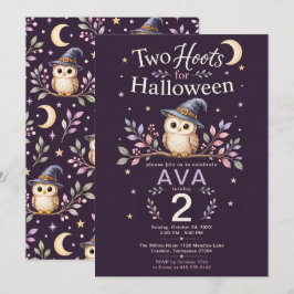 Two Hoots ハロウィン フクロウ 2歳の誕生日 女の子 招待状