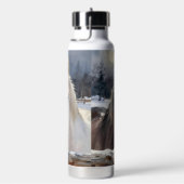 Two Horses on a Snowy Farm | Personalized ウォーターボトル (右面)