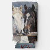 Two Horses on a Snowy Farm Under the Moon スリム缶クーラー (裏面)