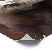 Two Horses on a Snowy Farm Under the Moon ポスター (角)