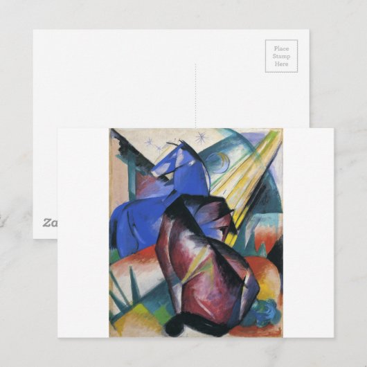 Two Horses, Red and Blue by Franz Marc ポストカード (正面/裏面)