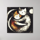 Two Hugging Cats Canvas Print – Chagall-Inspired キャンバスプリント (正面)