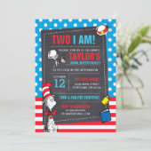 Two I Am | キャット・イン・ザ・ハット 黒板 誕生日 招待状 (スタンド正面)