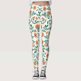 Two images of floral leggings showcase  レギンス