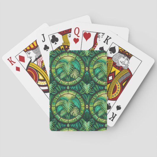 Two images of playing cards with tropical  トランプ (裏面)