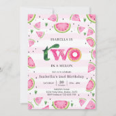 Two In A Melon Watermelon 2nd Birthday Invitation 招待状 (正面)
