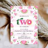 Two In A Melon Watermelon 2nd Birthday Invitation 招待状