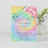 Two In A Melon Watermelons Tye Dye 2nd Birthday  招待状 (スタンド正面)