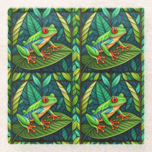 Two intricately designed panels feature vibrant  ガラスコースター (正面)