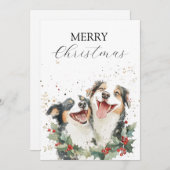 Two Joyful Dogs Laughing Together シーズンカード (正面/裏面)