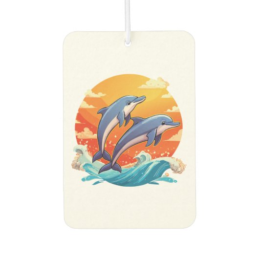 Two jumping cartoon dolphin カーエアーフレッシュナー (正面)