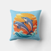 Two jumping cartoon dolphin クッション (裏面)