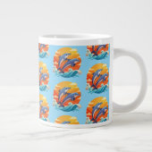 Two jumping cartoon dolphin ジャンボコーヒーマグカップ (右)
