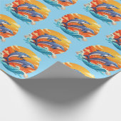 Two jumping cartoon dolphin ラッピングペーパー (角)