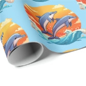 Two jumping cartoon dolphin ラッピングペーパー (ロールコーナー)