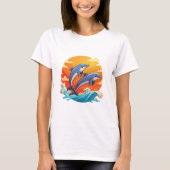 Two jumping cartoon dolphin tシャツ (正面)