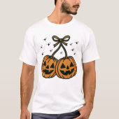 Two Kawaii Jack-O'-Lantern Pumpkins with Bow Tシャツ (正面)