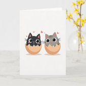 Two Kittens Happy New Beginnings Card カード (黄色い花)