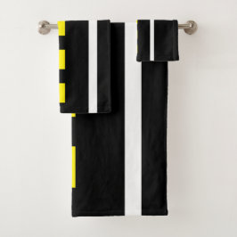 Two Lane Road Bath Towels (Black, White & Yellow) バスタオルセット