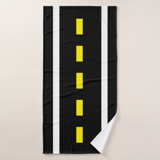 Two Lane Road Bath Towels (Black, White & Yellow) バスタオルセット (バスタオル)
