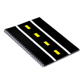 Two Lane Road Notebook (黒、白、黄) ノートブック