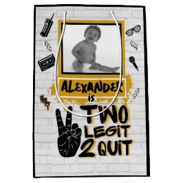 Two Legitレトロ90のヒップホップ第2の誕生日の写真 ミディアムペーパーバッグ