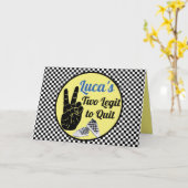 Two Legit to やめ|チェッカーボードヒップホップ誕生日 カード (黄色い花)