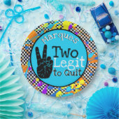 Two Legit to やめ|レトロ2ndバースデーブルー ペーパープレート (パーティー)