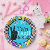 Two Legit to やめ|レトロ2ndバースデーブルー ペーパープレート (パーティー)