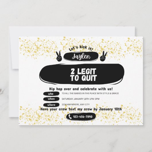 Two Legit to Quit 2nd Birthday Invitation (正面)