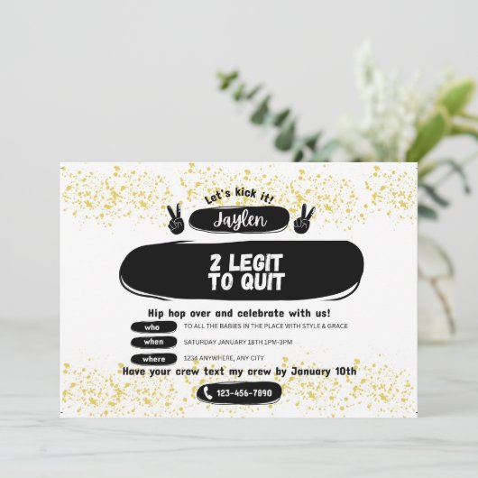 Two Legit to Quit 2nd Birthday Invitation (スタンド正面)