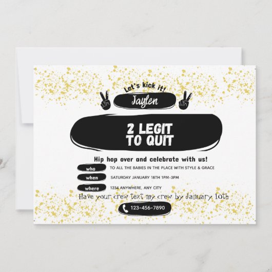 Two Legit to Quit 2nd Birthday Invitation (正面)