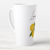 Two Lemons with Green Leaves | Fresh Citrus カフェラテマグ (左アングル)