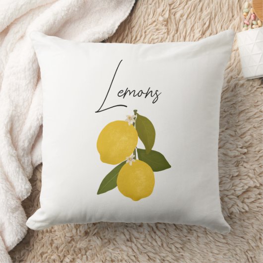 Two Lemons with Green Leaves | Fresh Citrus  クッション (ブランケット)