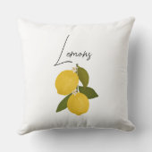 Two Lemons with Green Leaves | Fresh Citrus  クッション (裏面)