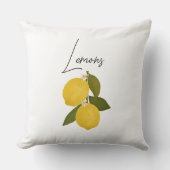Two Lemons with Green Leaves | Fresh Citrus  クッション (正面)