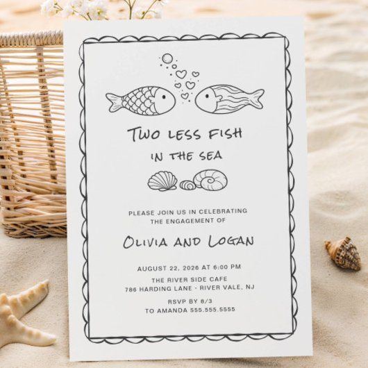 Two Less Fish in the Sea Engagement Invitation 招待状