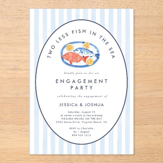 Two Less Fish in The Sea Engagement Party アクリル招待状 (正面)