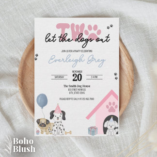 Two Let the Dogs Out | 2歳の誕生日招待状 招待状