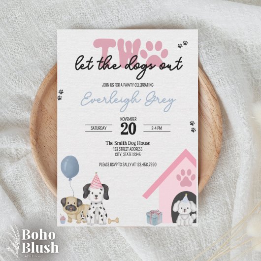 Two Let the Dogs Out | 2歳の誕生日招待状 招待状