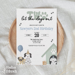 Two Let the Dogs Out | 2歳の誕生日招待状  招待状