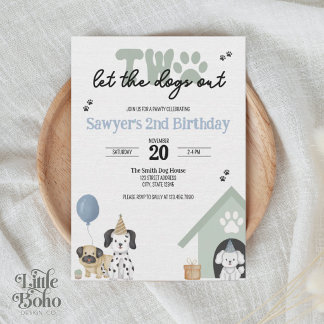 Two Let the Dogs Out | 2歳の誕生日招待状 招待状