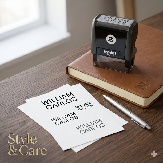 Two Line Full Name Personalized Self Inking Stamp セルフインキングスタンプ