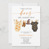 Two Little Boos Are Almost Due! Twins Baby Shower 招待状 (正面)