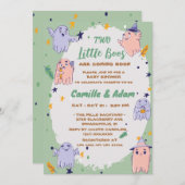Two little boos boy, girl halloween baby shower 招待状 (正面/裏面)