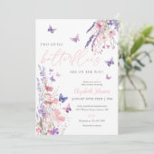 Two Little Butterflies Baby Shower Photo QR Code 招待状 (スタンド正面)