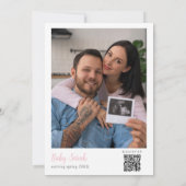 Two Little Butterflies Baby Shower Photo QR Code 招待状 (裏面)