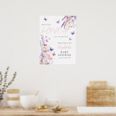 Two Little Butterflies Baby Shower Welcome Sign ポスター (キッチン)