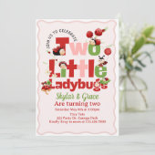 Two Little Ladybugs バースデー招待状 – 双子2歳用 招待状 (スタンド正面)